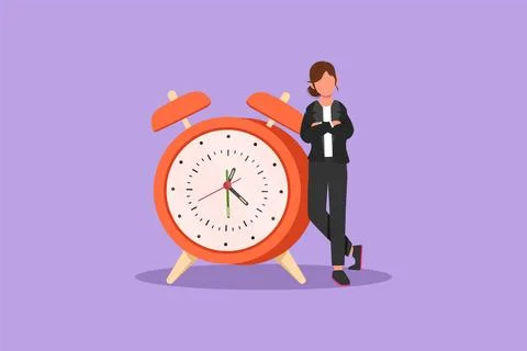 Graphic flat design drawing cute businesswoman, manager or employee stand l.. Stock-Illustration