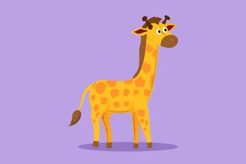 Graphic flat design drawing of cute giraffe plush doll logo, icon, label, s.. Ilustração Stock