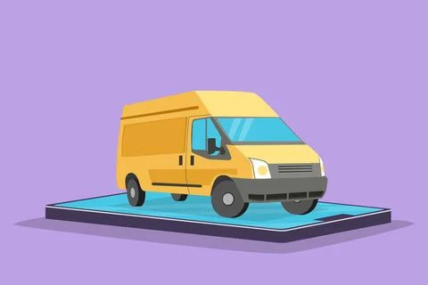 Graphic flat design drawing delivery car for deliver boxes packages on smar.. Stockillustratie