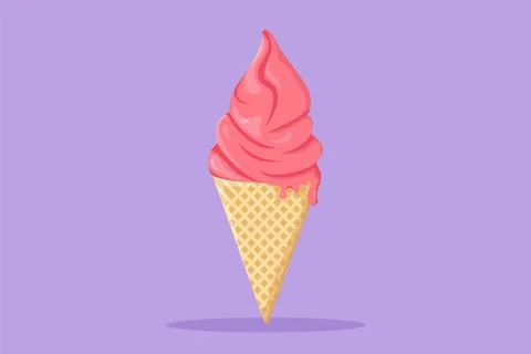 Graphic flat design drawing fresh delicious ice cream cone restaurant logo .. イラスト素材
