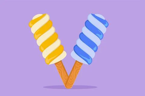 Graphic flat design drawing fresh delicious American popsicles stick store .. Stockillustratie