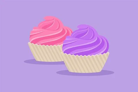 Graphic flat design drawing fresh delicious American muffin cookies restaur.. Stockillustratie