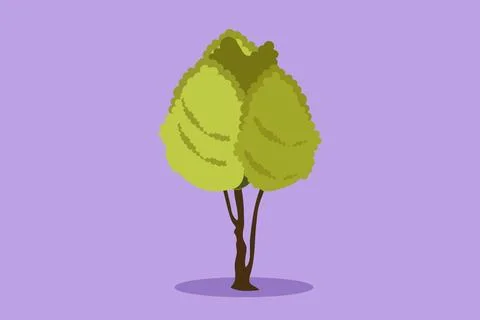 Graphic flat design drawing green trees for park garden logo or icon. Eco n.. Stock Illustration