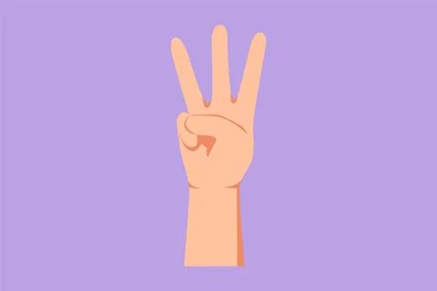 Graphic flat design drawing hand gesture with third place symbol. Number th.. Stock Illustration