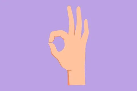 Graphic flat design drawing of hand showing okay or perfect gesture. Number.. Stock-Illustration