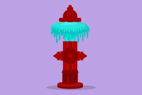 Graphic flat design drawing jets of water that came out of the hydrant on t.. Stock Illustration