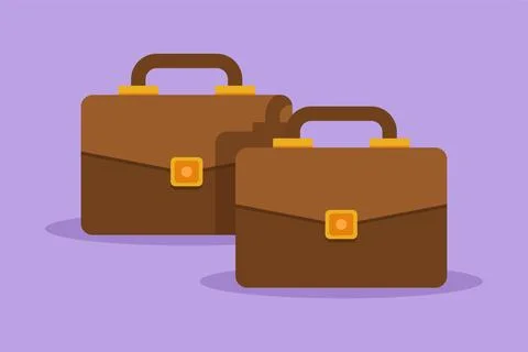 Graphic flat design drawing leather briefcase male business bag. Work suitc.. Stock Illustration