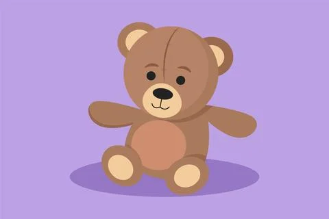 Graphic flat design drawing lovely teddy bear toys logo, symbol. Nice and c.. 库存插图