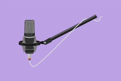 Graphic flat design drawing of modern microphone with clipping path logo, i.. Stock Illustration