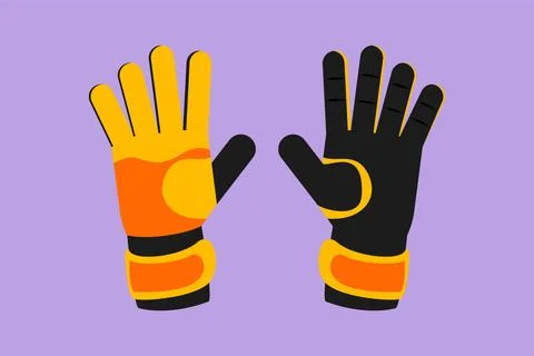 Graphic flat design drawing pair of soccer goalkeeper gloves logo. Goalkeep.. Stock-Illustration