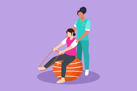 Graphic flat design drawing physiotherapy rehabilitation isometric composit.. Ilustração Stock