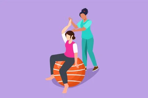 Graphic flat design drawing physiotherapy rehabilitation isometric composit.. Ilustração Stock