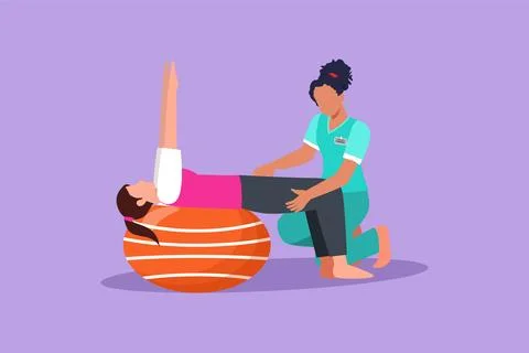 Graphic flat design drawing physiotherapy rehabilitation isometric with wom.. Ilustração Stock
