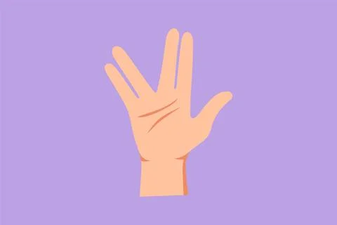 Graphic flat design drawing raised hand with the palm forward and the thumb.. Stock-Illustration