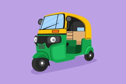 Graphic flat design drawing rickshaw traditional transportation in India wh.. イラスト素材