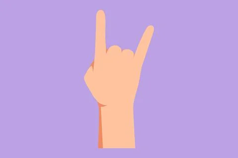 Graphic flat design drawing rock on gesture symbol. Heavy metal hand gestur.. イラスト素材