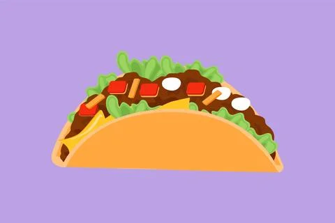 Graphic flat design drawing stylized Mexican taco logo label. Emblem fast f.. Stock Illustration
