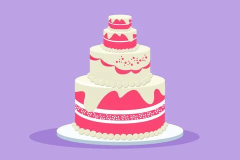 Graphic flat design drawing of stylized pilled anniversary or wedding cake .. Ilustração Stock