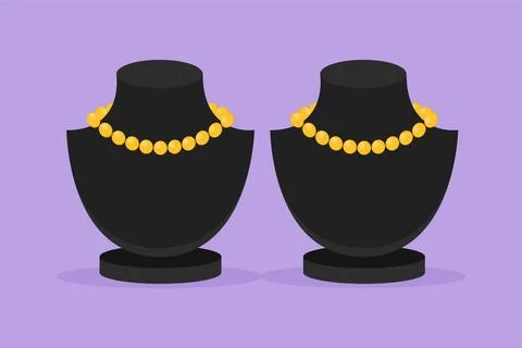 Graphic flat design drawing of stylized necklace stands with jewellery on d.. Stock-Illustration