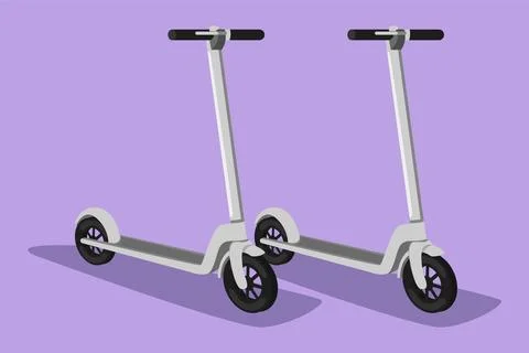 Graphic flat design drawing stylized electric scooter logo, label, icon, sy.. Stock Illustration
