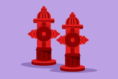 Graphic flat design drawing stylized red fire hydrant. Tool used by firefig.. Ilustração Stock