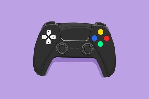 Graphic flat design drawing of stylized video games gaming controller logo,.. Stock Illustration
