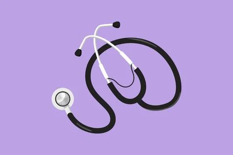 Graphic flat design drawing of stylized stethoscope icon. Equipment for doc.. Stock Illustration