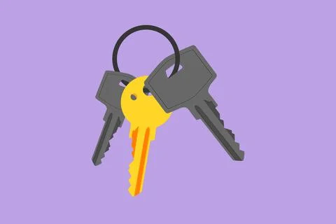 Graphic flat design drawing stylized three keys from apartment or building... Ilustración de archivo