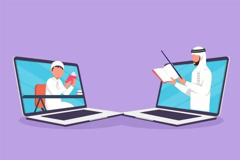 Graphic flat design drawing two laptop are standing in front of each other,.. Stock Illustration