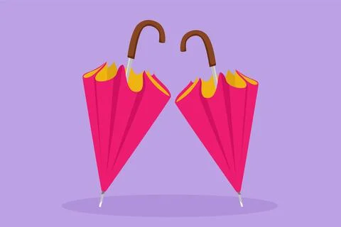 Graphic flat design drawing umbrella close parasol handle rain object acces.. Stock Illustration