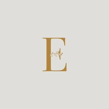 Graphic Floral Initial Alphabet E flowers bouquet composition. Unique collect 스톡 일러스트