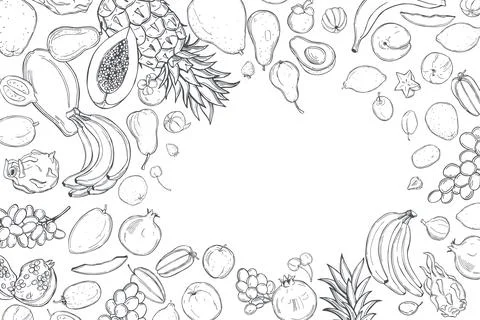 Graphic fruits. Vector background. Illustrazione stock