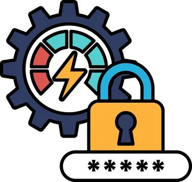 A graphic of a gear with a lock on it Illustrazione stock