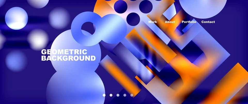 Graphic geometric pattern with circles and squares on azure background Stock Illustration