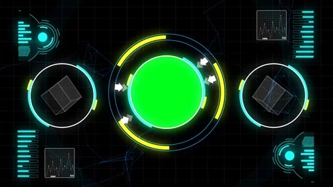 Graphic geometric polygon interface chroma key green screen computer background Stock Footage 76976073