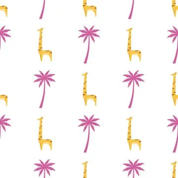 Graphic Giraffe Isolated Seamless Pattern Vector Stock Illustration