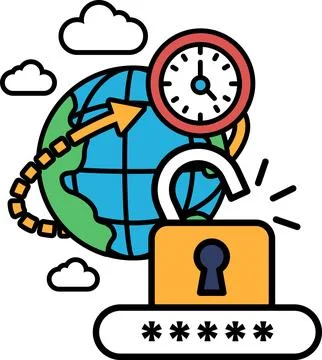 A graphic of a globe with a keyhole in the middle of it 스톡 일러스트