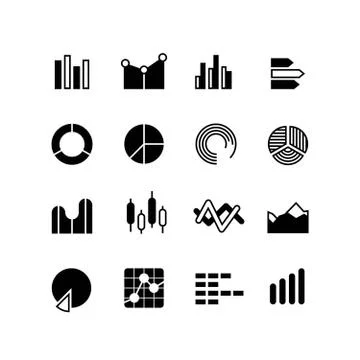 Graphic, graph, stats data bar, infographic charts, analyze diagram vector icons Stock Illustration