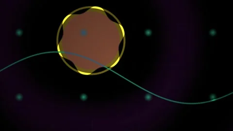 Graphic of Green Wave Line Crossing Yellow Circle on Dark Background with G.. Stock Footage 343707752