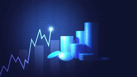 Graphic growing lines on background columns,technology style.Rising bar chart Stock Footage 229110612