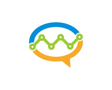Graphic growth up in the bubble chat logo Stock Illustration