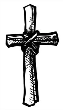 Graphic hand drawn christian cross icon Stock Illustration