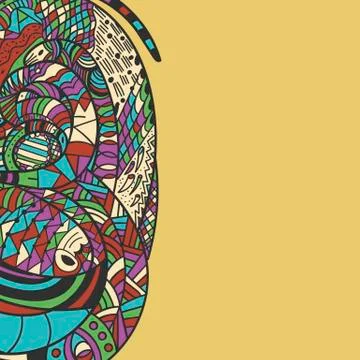 Graphic hand drawn Pattern with Snakes Stock Illustration