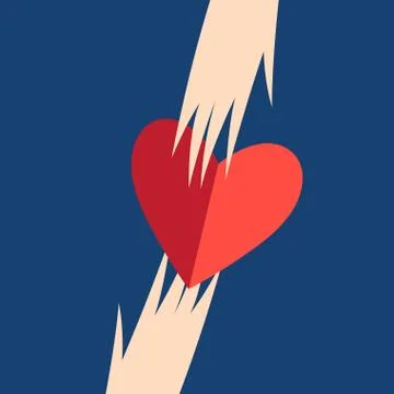 Graphic hands with heart Stock Illustration
