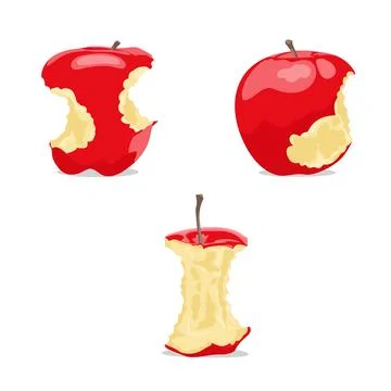 Graphic, health, drawing, half, bite, isolated, single, red apple, illustration, Stock Illustration