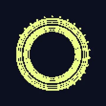 Graphic hud round frame pixel art vector illustration 스톡 일러스트