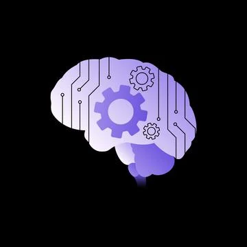Graphic Human Brain. Artificial Intelligence Element Stock Illustration