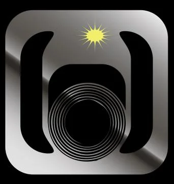 Graphic icon with a camera on a black background Stock Illustration