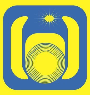 Graphic icon with a camera on a yellow background Stock Illustration