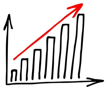 Graphic icon with red arrow for increasing profit, vector illustration Stock Illustration